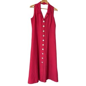 Vintage 90s Jessica Howard Linen Blend‎ Sleeveless Maxi Pink Coquette Dress 8